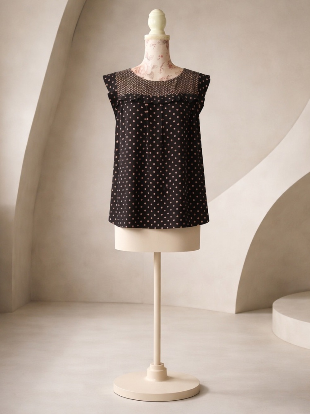 Loft Dotted Navy Blouse